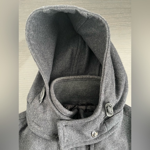 Zara Man Wool Duffle Coat Jacket Hooded Toggle Dark Gray Men’s Size M - Picture 5 of 11
